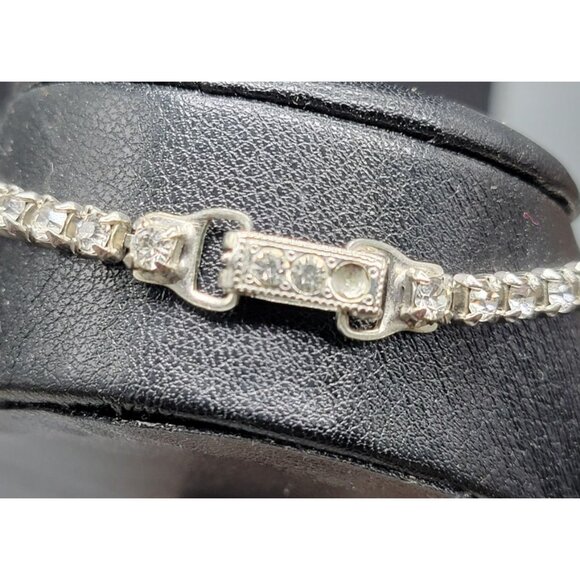 Vintage Garne Jewelry Rhinestone Choker Necklace 15" Clear Prong Set Stones - Picture 7 of 7